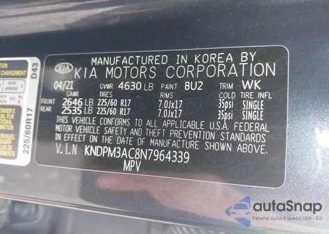 2022 Kia Sportage Lx from USA, damaged, VIN KNDPM3AC8N7964339